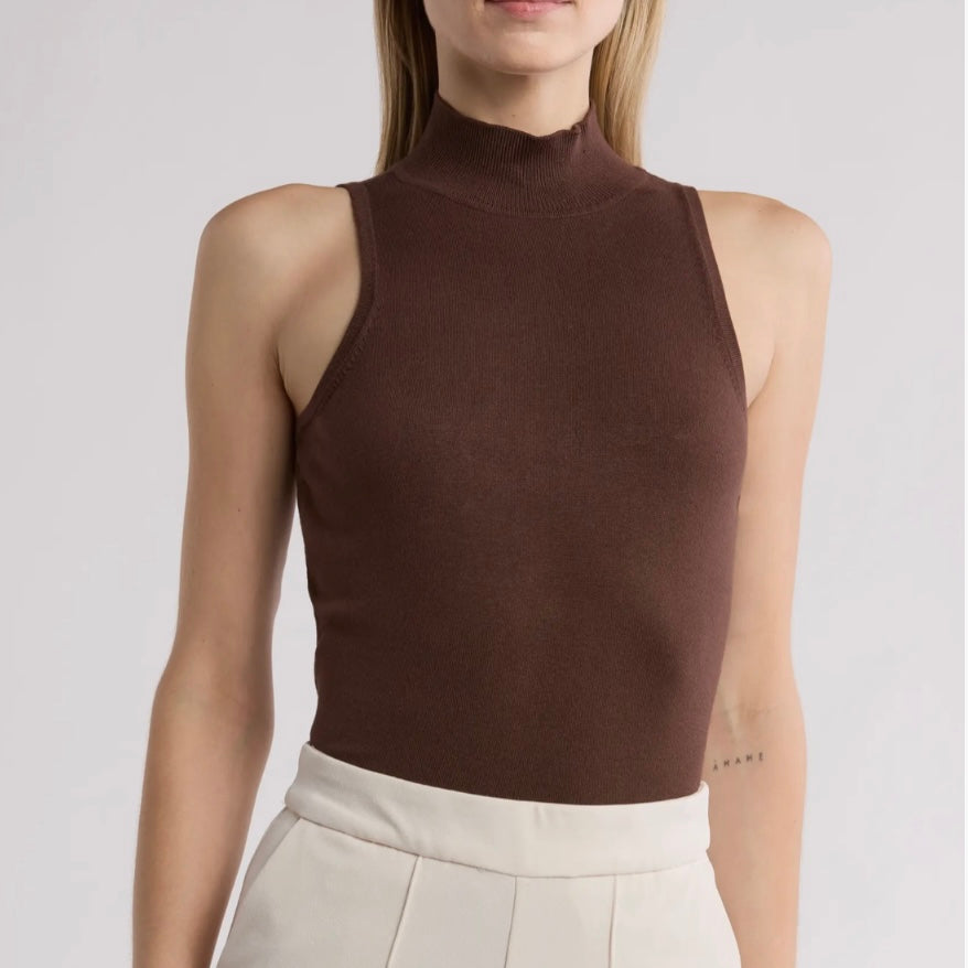 CALVIN KLEIN MOCK SLEEVELESS KNIT TOP