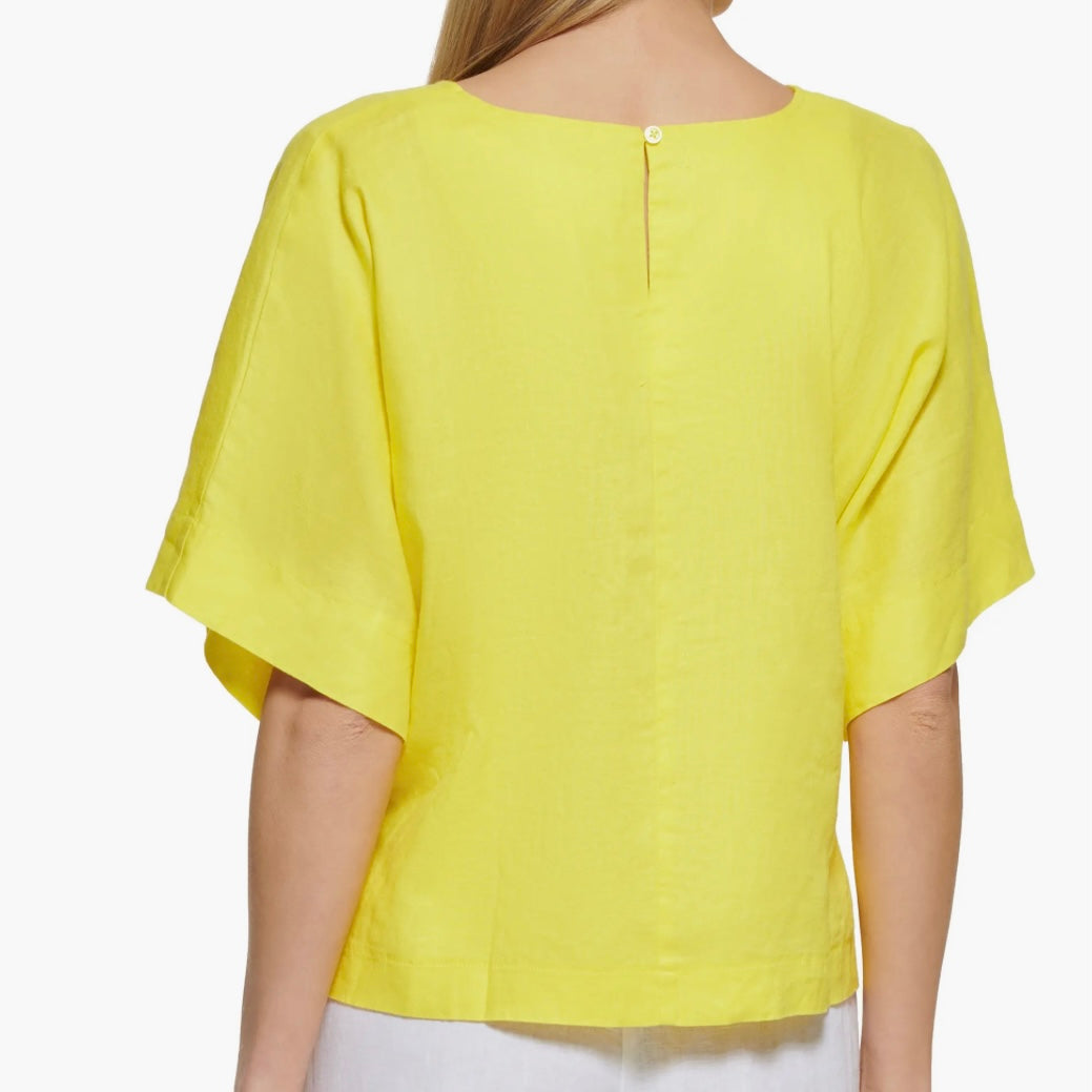 DKNY LINEN DROP SHOULDER TOP