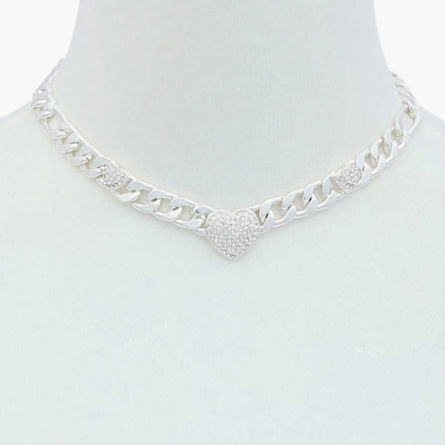 GUESS HEART STATION COLLAR NECKLACE