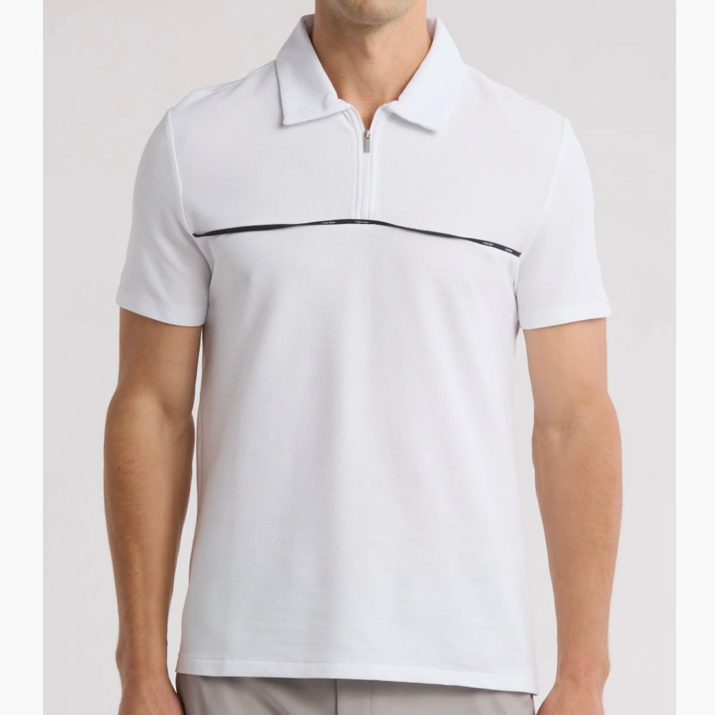 CALVIN KLEIN PIPED PIQUÉ ZIP POLO