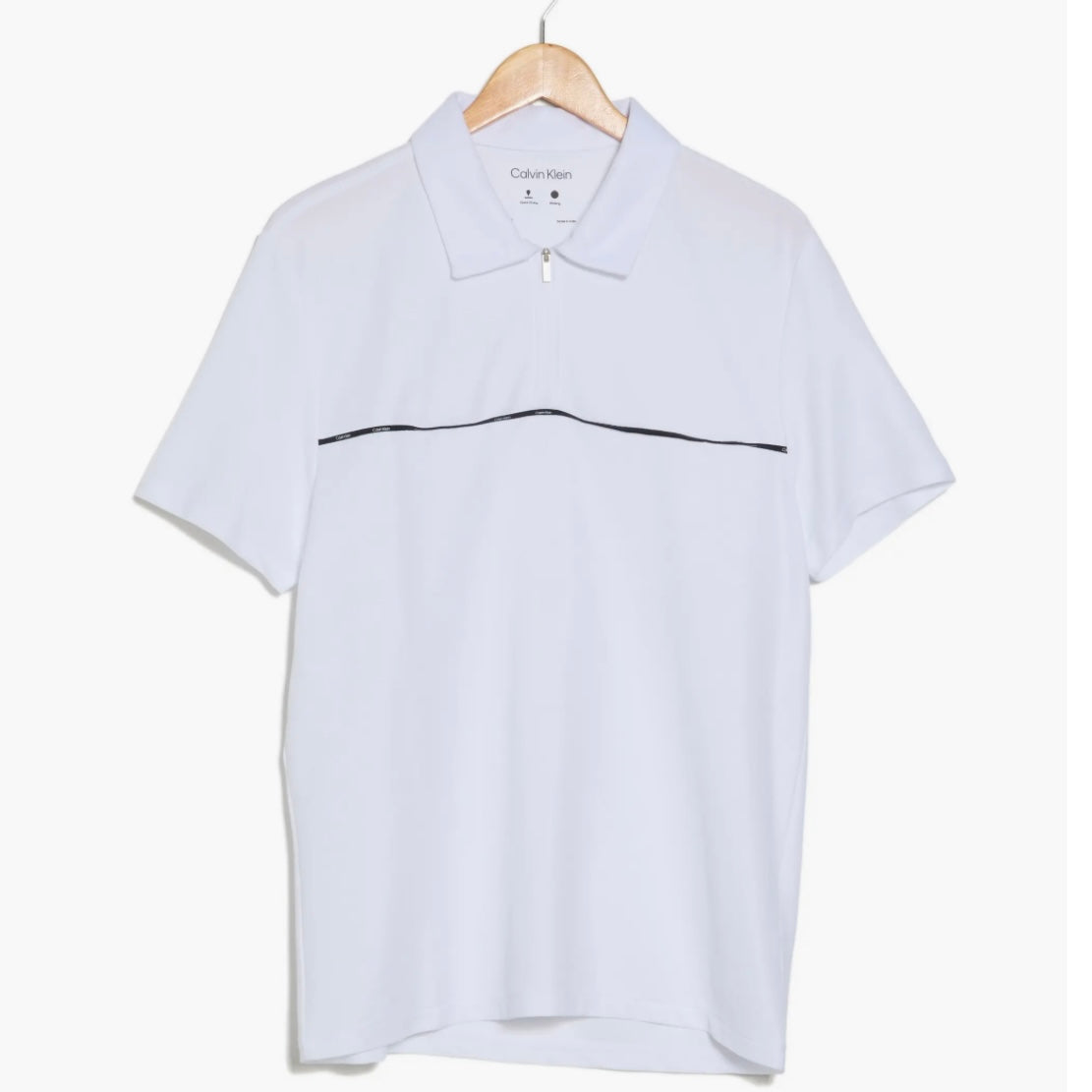 CALVIN KLEIN PIPED PIQUÉ ZIP POLO