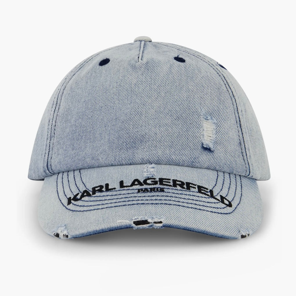 KARL LAGERFELD DISTRESSED DENIM CAP