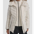 DKNY SHORT STRETCH HOODED PACKABLE PUFFER JACKET