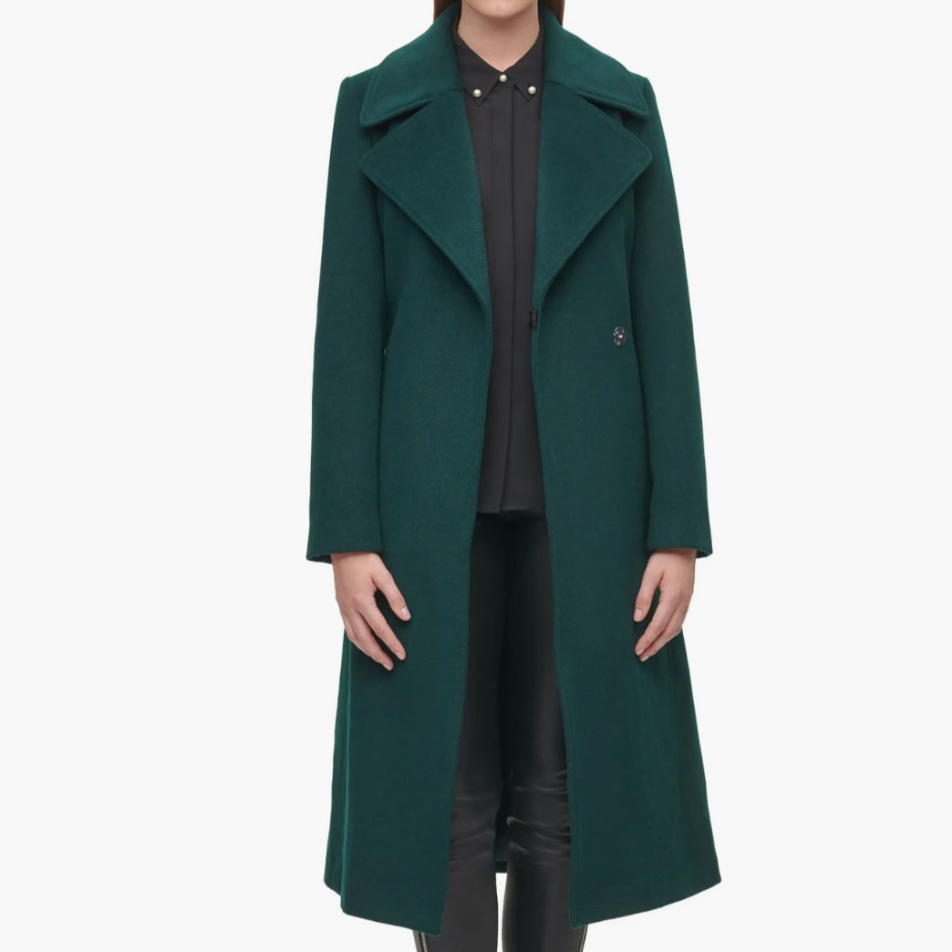 KARL LAGERFELD PARIS WOOL BLEND WRAP COAT