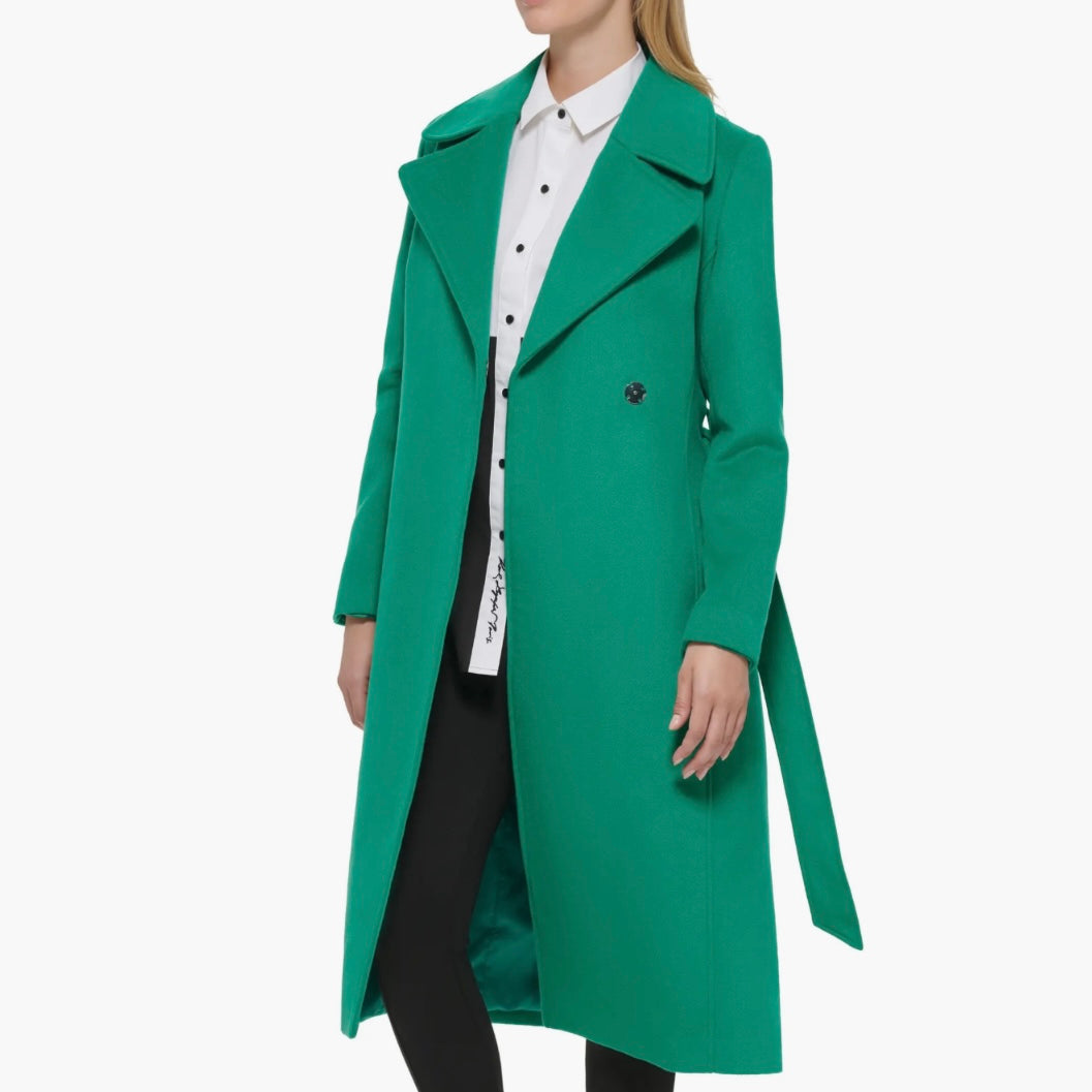 KARL LAGERFELD PARIS WOOL BLEND WRAP COAT