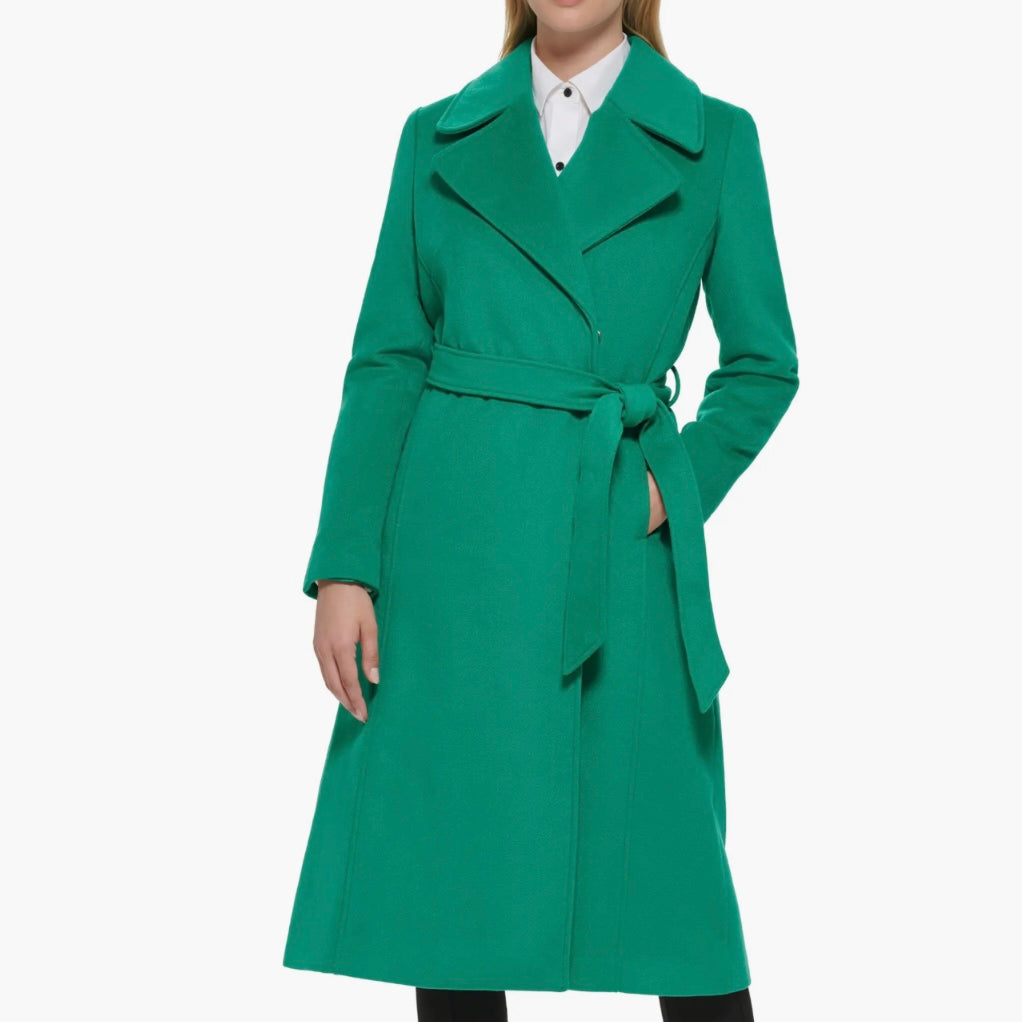 KARL LAGERFELD PARIS WOOL BLEND WRAP COAT