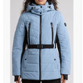 MICHAEL KORS HOODED BELTED CHEVRON QUILTED PUFFER JACKET