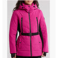 MICHAEL KORS HOODED BELTED CHEVRON QUILTED PUFFER JACKET