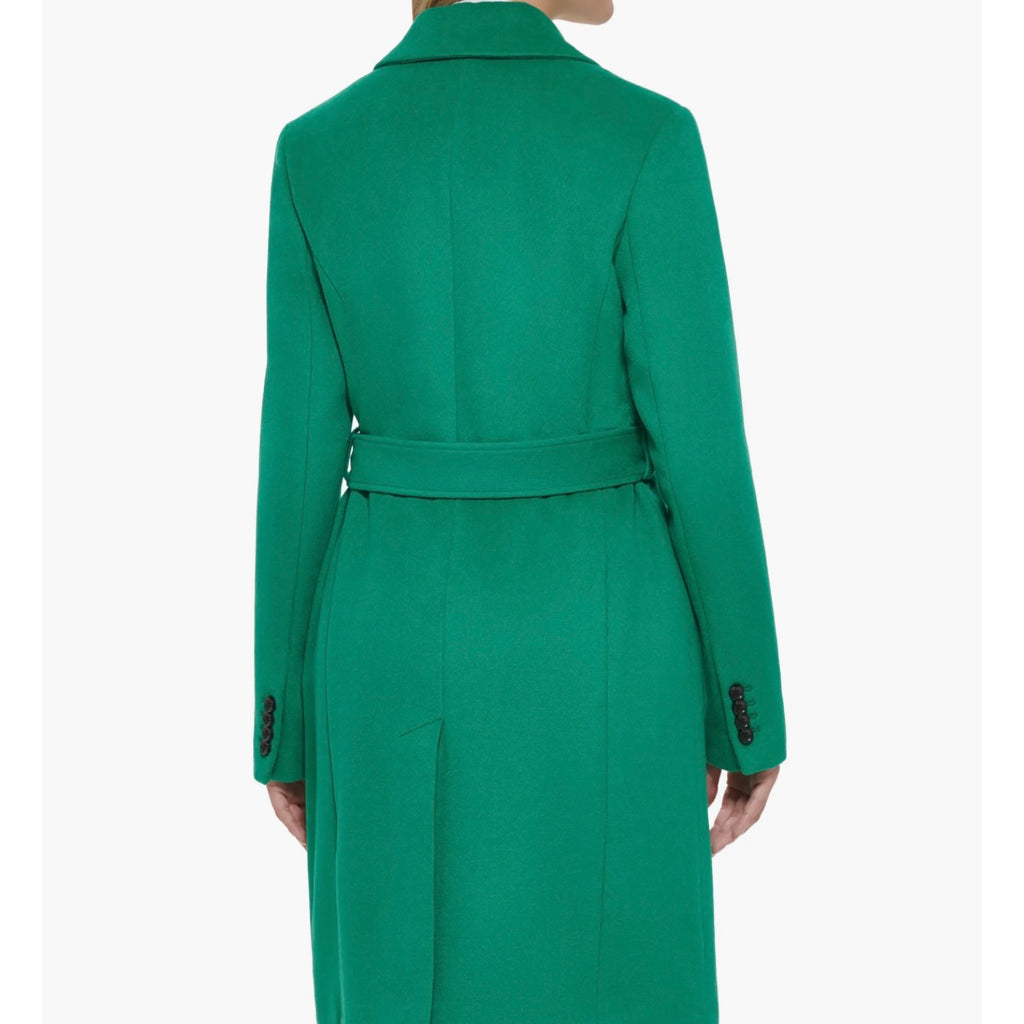 KARL LAGERFELD PARIS BELTED WOOL BLEND PATCH POCKET COAT