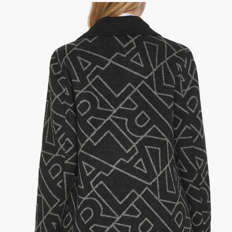 KARL LAGERFELD PARIS LOGO WOOL BLEND MAXI OVERCOAT