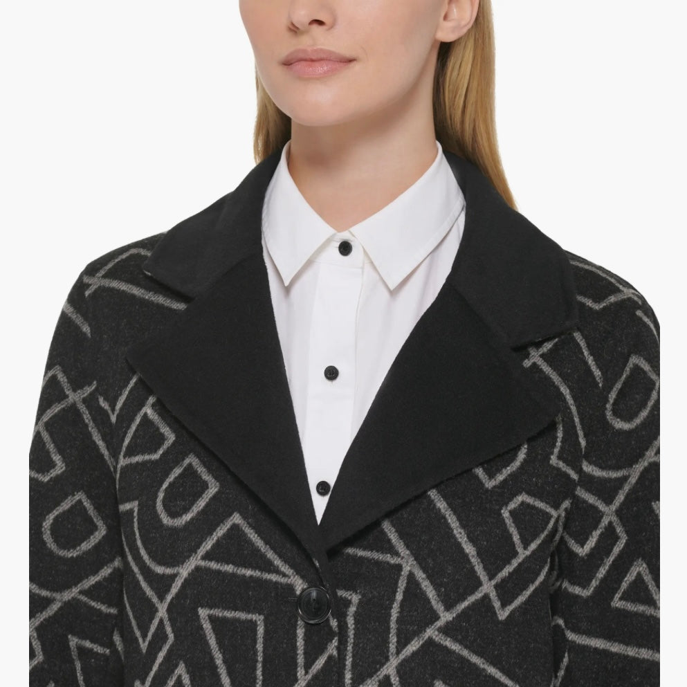 KARL LAGERFELD PARIS LOGO WOOL BLEND MAXI OVERCOAT