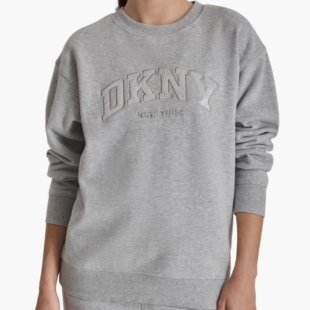 DKNY VARSITY SATIN LOGO SWEATSHIRT