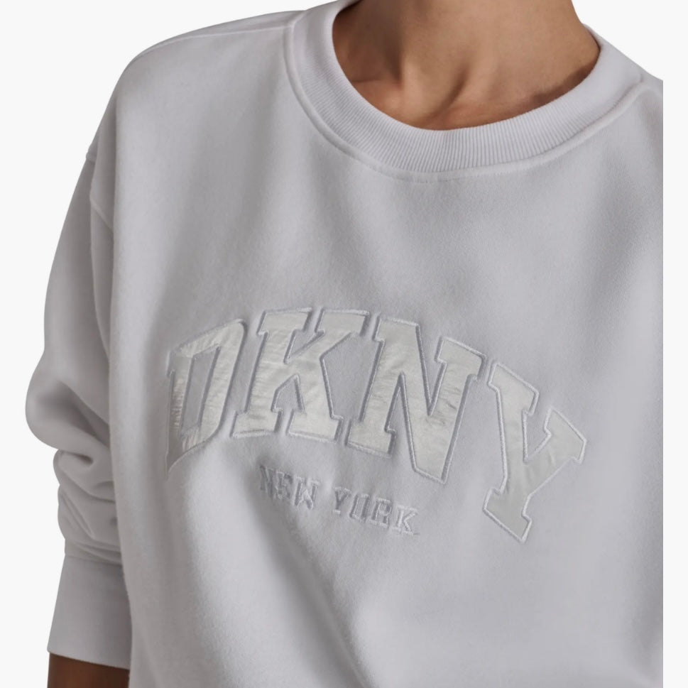 DKNY VARSITY SATIN LOGO SWEATSHIRT