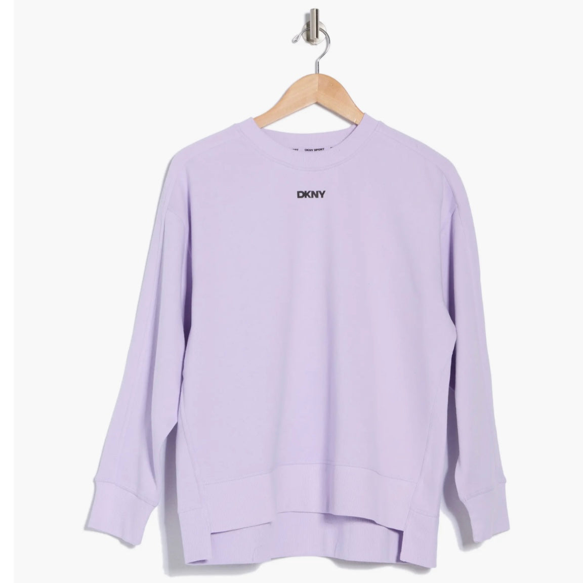 DKNY LOGO FLEECE HIGH-LOW SWEATSHIRT