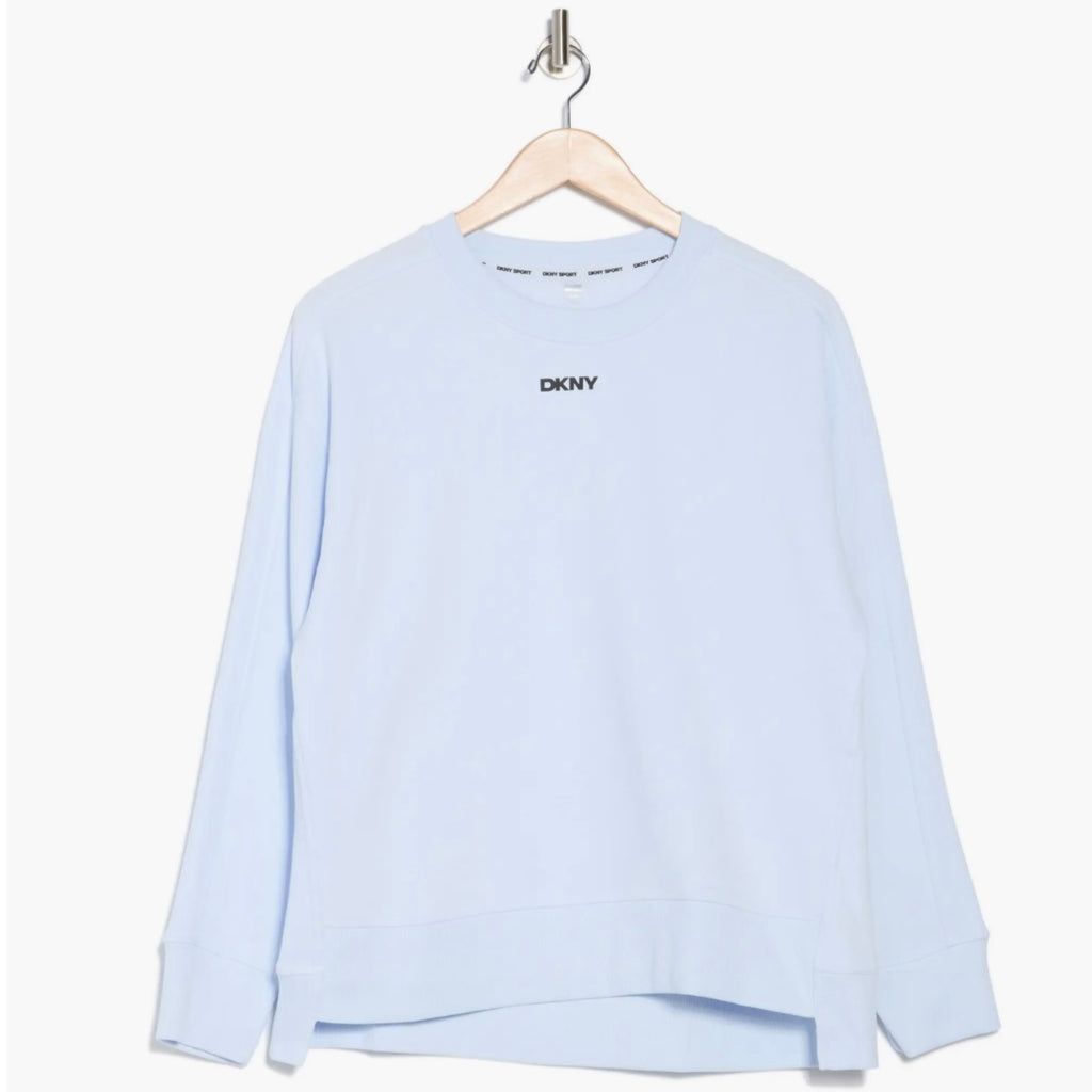 DKNY LOGO FLEECE HIGH-LOW SWEATSHIRT