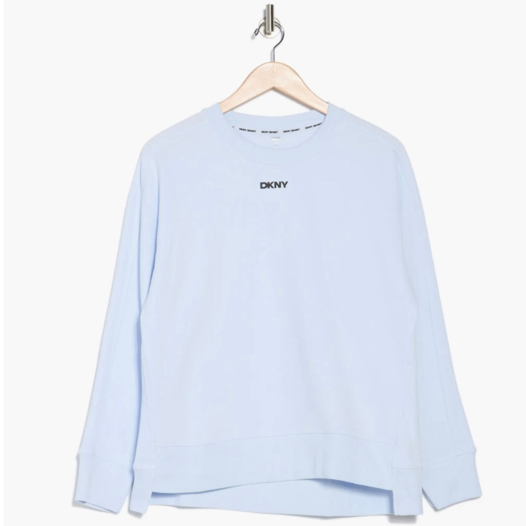 DKNY LOGO FLEECE HIGH-LOW SWEATSHIRT