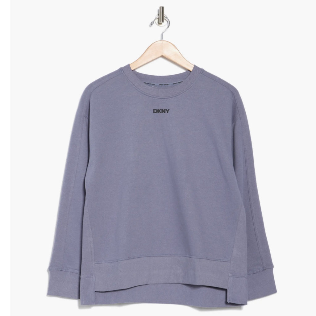DKNY LOGO FLEECE HIGH-LOW SWEATSHIRT