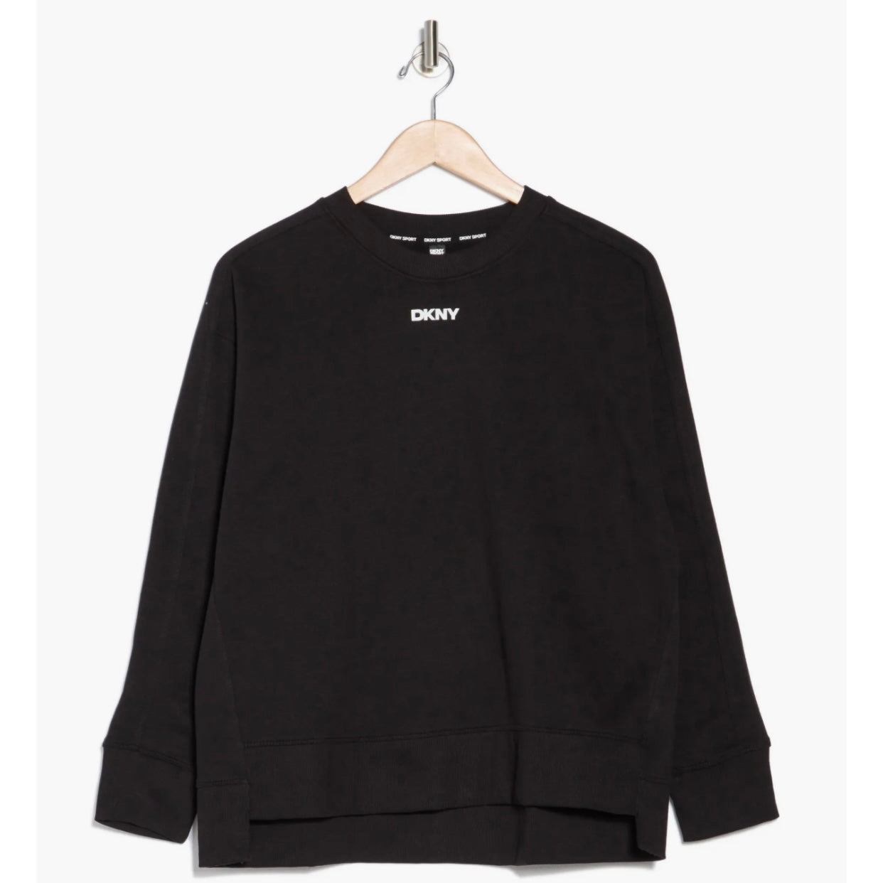 DKNY LOGO FLEECE HIGH-LOW SWEATSHIRT