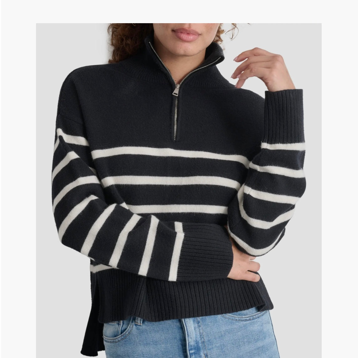 DKNY JEANS QUARTER ZIP PULLOVER SWEATER