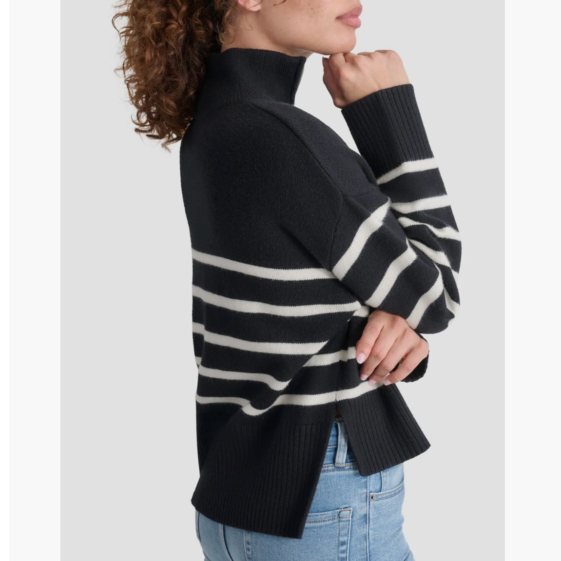 DKNY JEANS QUARTER ZIP PULLOVER SWEATER