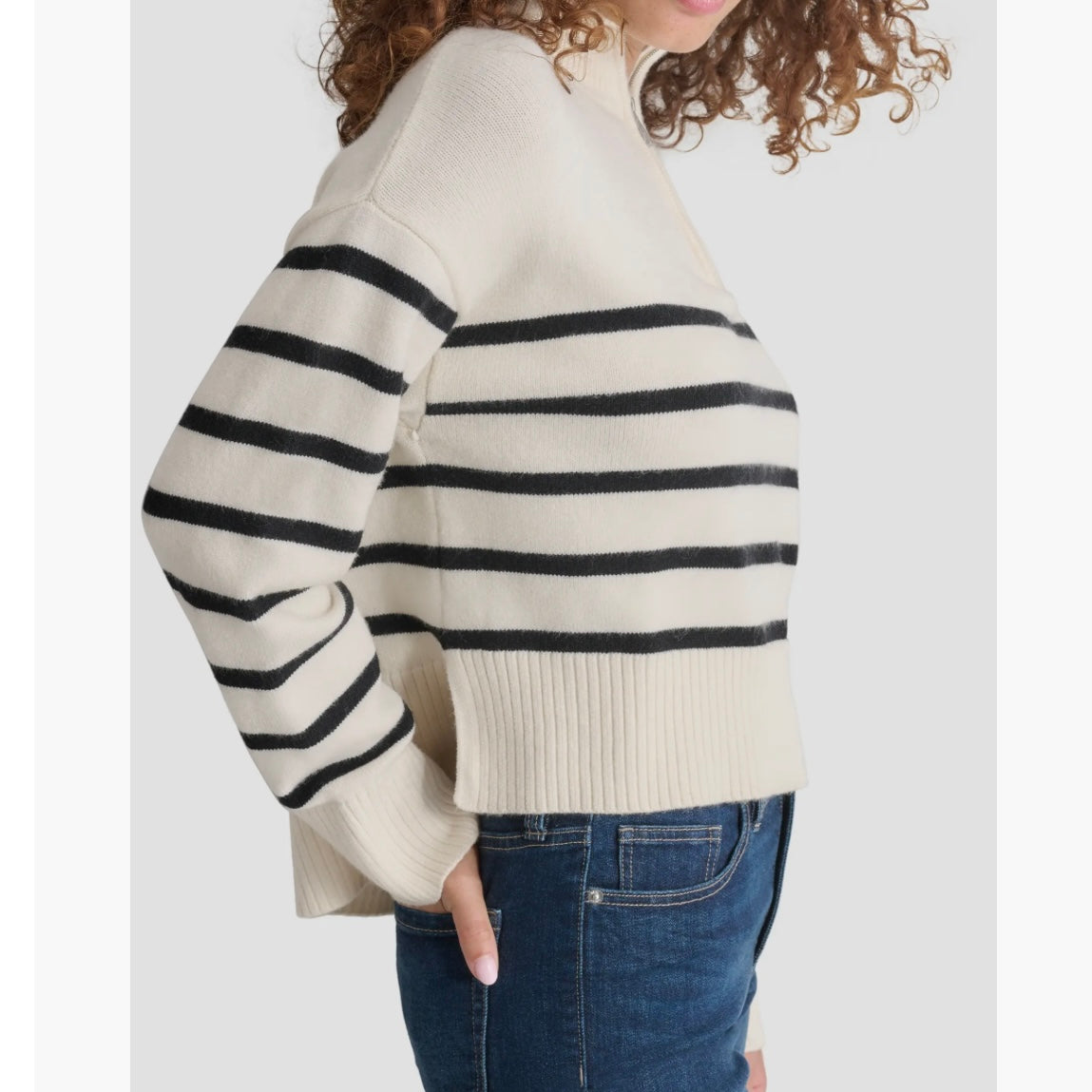 DKNY JEANS QUARTER ZIP PULLOVER SWEATER