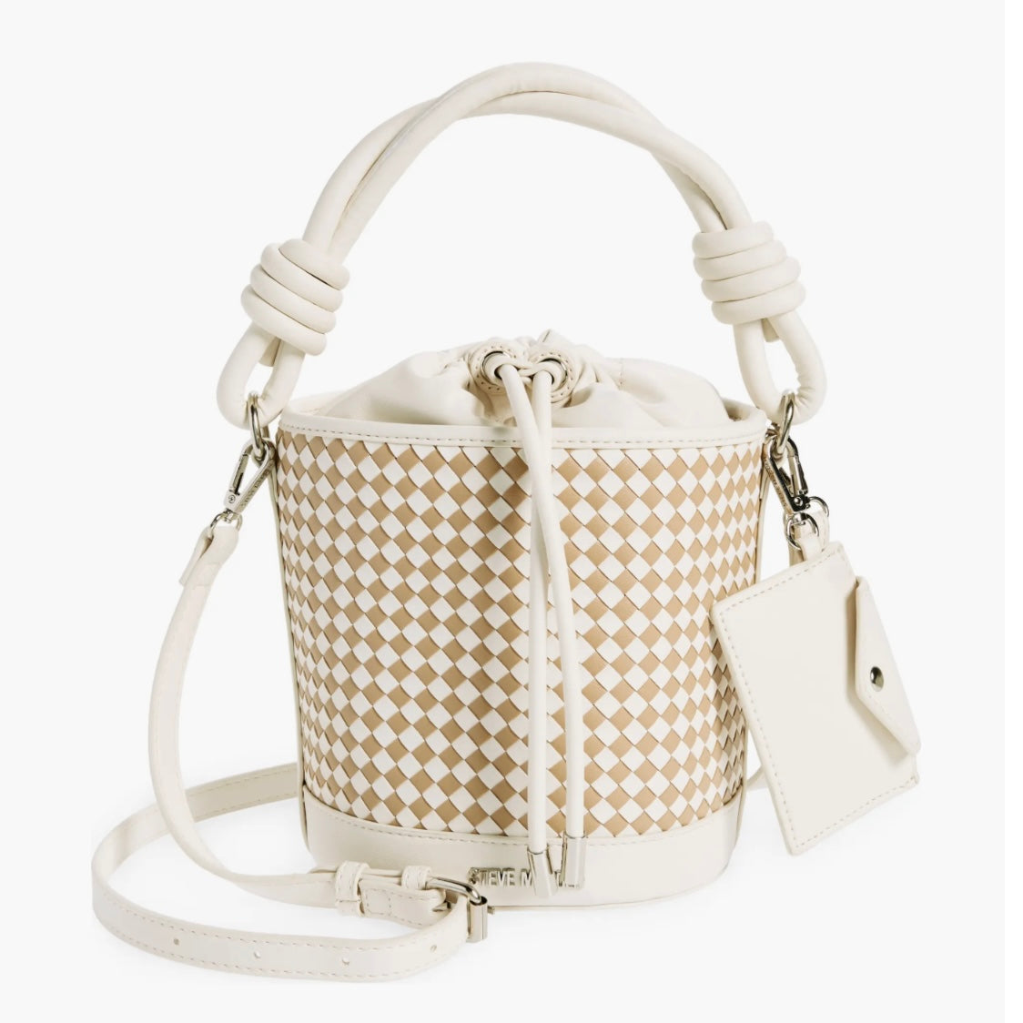 STEVE MADDEN WHIRL WOVEN BUCKET BAG