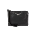 ZADIG & VOLTAIRE MINI UMA LOGO LEATHER ZIP POUCH