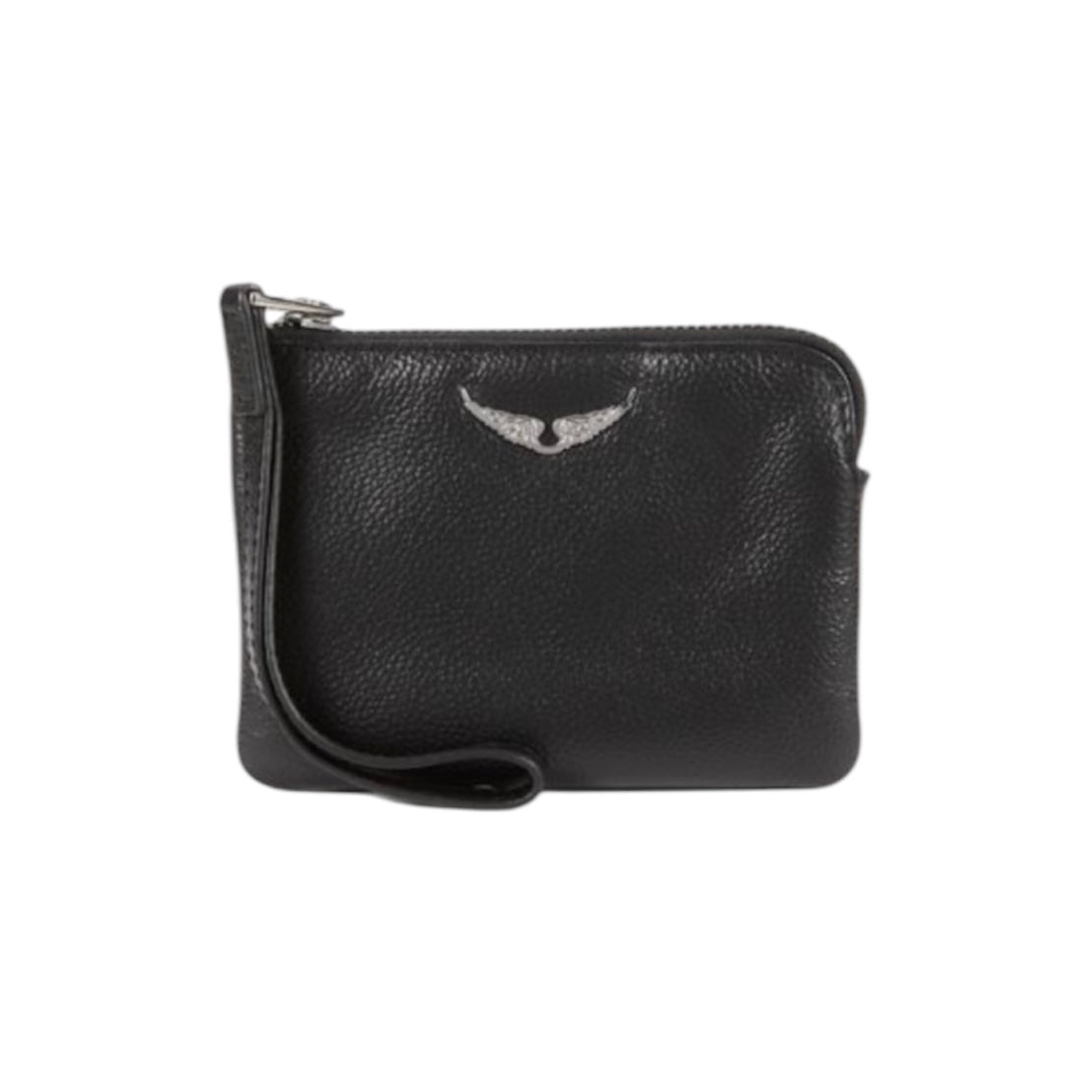 ZADIG & VOLTAIRE MINI UMA LOGO LEATHER ZIP POUCH